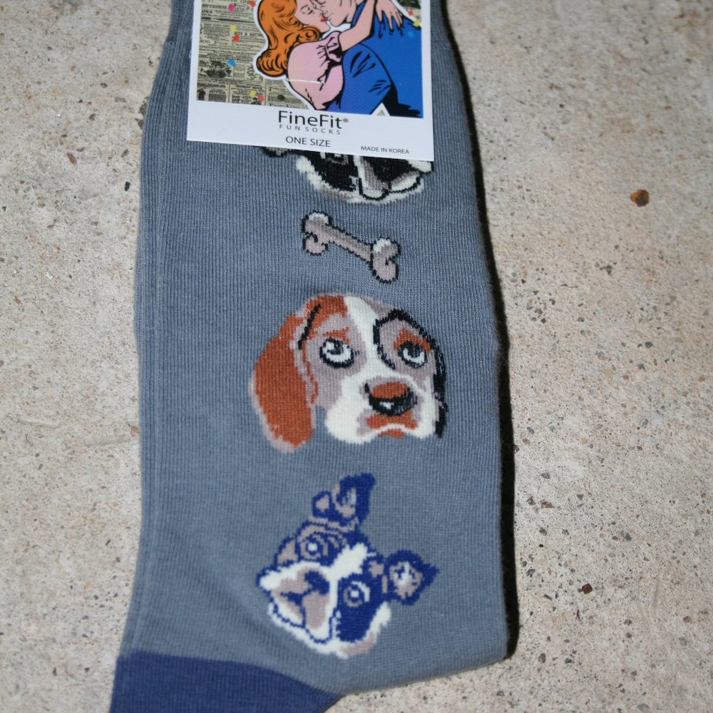 FINE FIT TROUSER SOCKS KING SIZE BLUE NOVELTY DOG